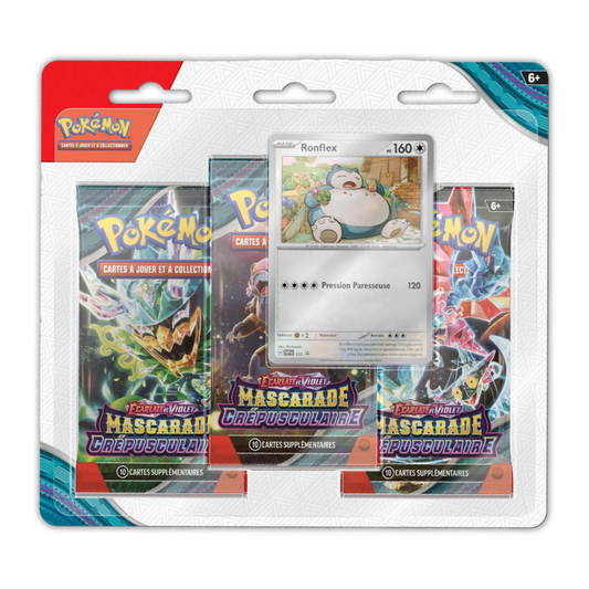 Cartes Pokemon - Tripack Blister Mascarade Crépusculaire Promo Ronflex