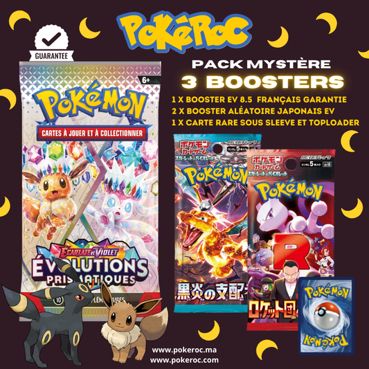 PACK MYSTÈRE 3 Booster Pokémon 1 Evolutions Prismatiques Garantie